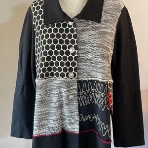Zoe by Michael Phillips Canada multi textured pattern block cardigan relaxed Med